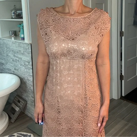 Tracey Reese Elegant Nude Lace Dress - Picture 4 of 11